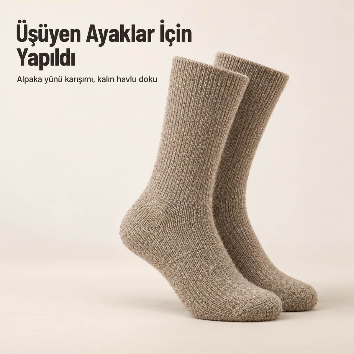 Doğal Alpaka Yünlü Kışlık Çorap