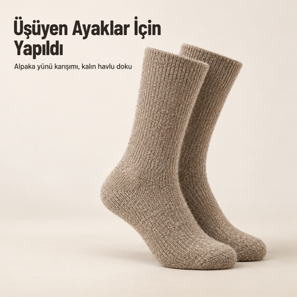 Doğal Alpaka Yünlü Kışlık Çorap