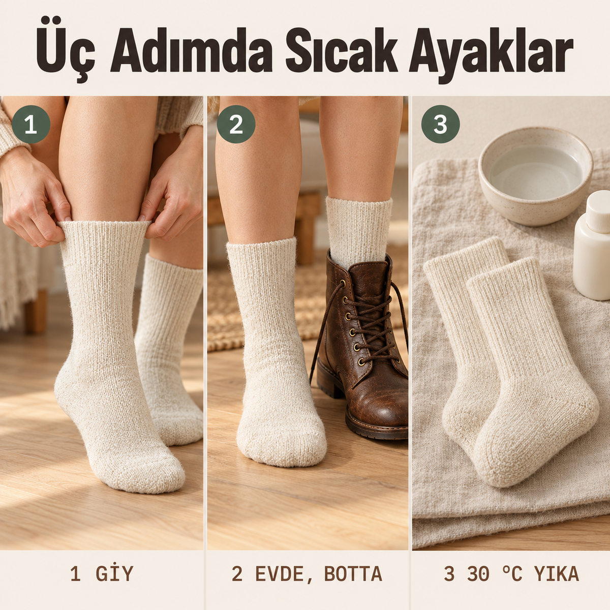 Doğal Alpaka Yünlü Kışlık Çorap