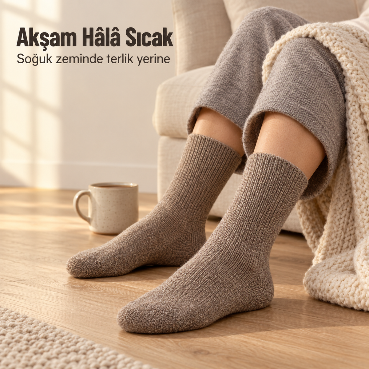 Doğal Alpaka Yünlü Kışlık Çorap